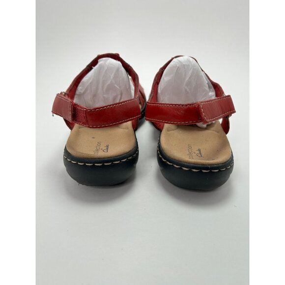 Clarks Collection Sandals Women's Size 8 Red Leather Basket Weave Detail - Picture 5 of 11